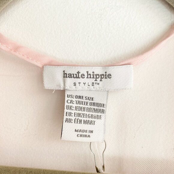 NWT Haute Hippie Pink Mesh Floral Embroidered Fringe Boho Festival Poncho OS - Picture 6 of 6